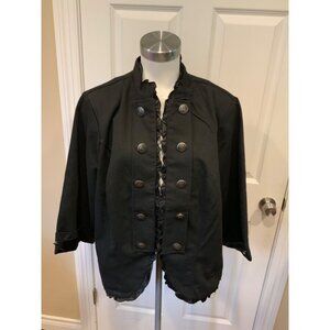 Michael Kors Black 3/4 Sleeve Jacket W/ Ruffles, Size Medium